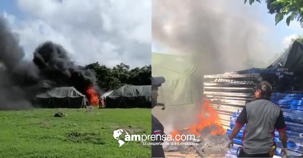(Vídeo) Migrantes inician disturbios y queman colchonetas en albergue en La Cruz